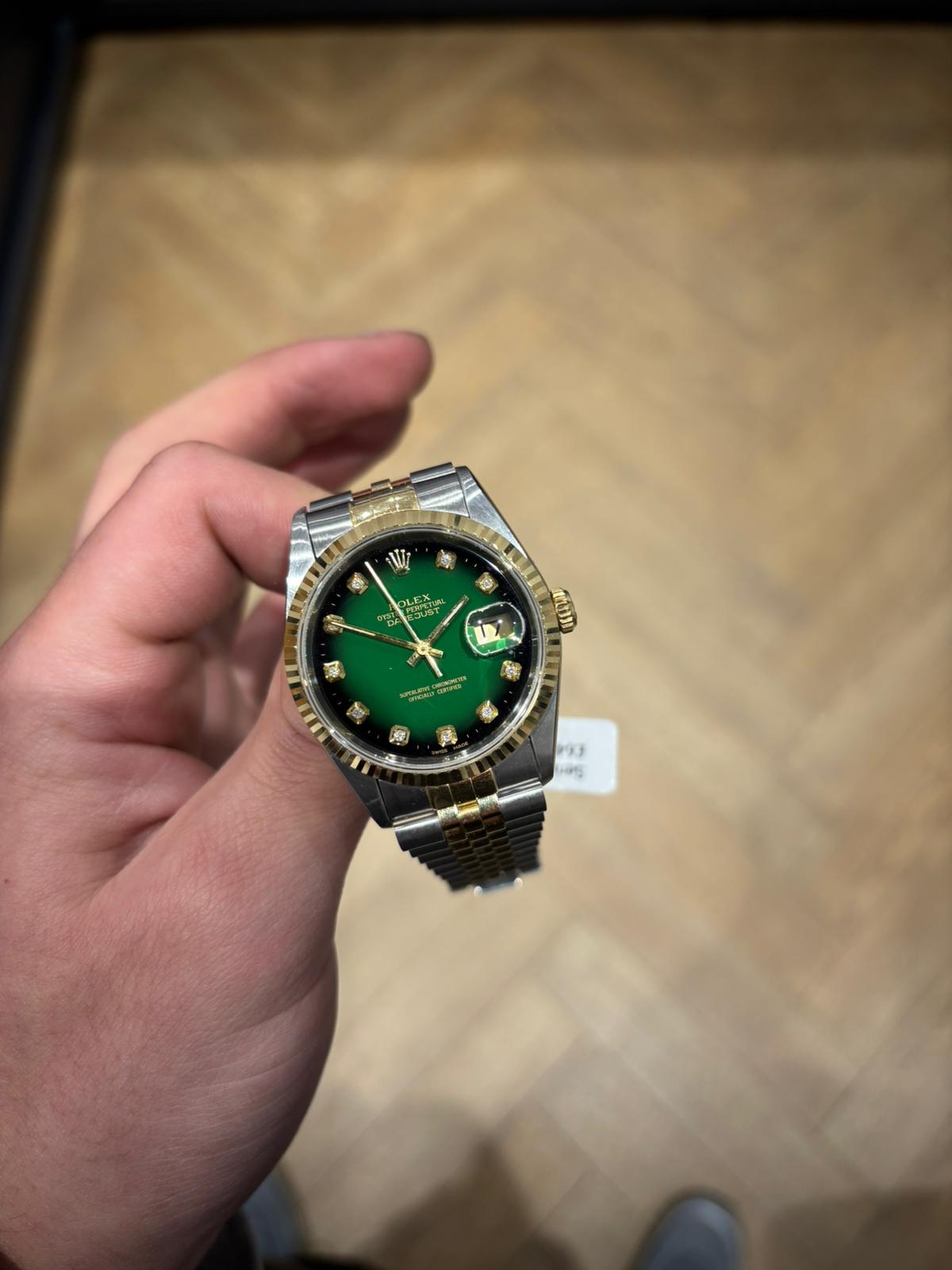 Rolex green dial in hand